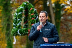 Tierparkdirektor Rasem Baban ist am Freitag (29.10.2021) während dem Richtfest auf der neuen Löwenanlage im Tierpark Hellabrunn in München zu sehen. Foto: Marc Müller/Tierpark Hellabrunn