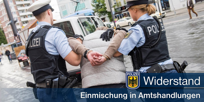 Zwei Widerstände gegen Bundespolizisten - Umstehende mischen sich in Amtshandlung ein