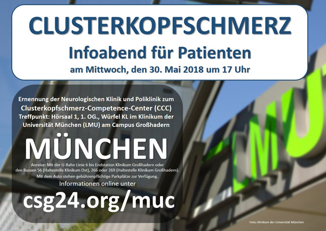Infoabend für Clusterkopfschmerz Patienten in München Infoabend für Clusterkopfschmerz Patienten in München