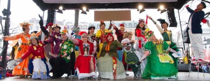 Unsinniger Donnerstag unter dem Motto „Fasching hat Herz“ auf dem Viktualienmarkt