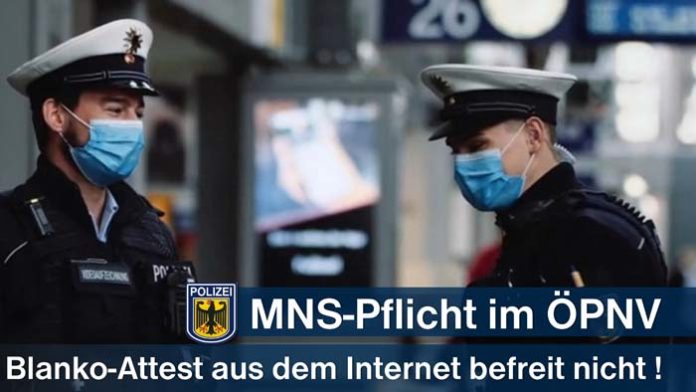 Ungeeignetes Online-Attest - Mund-/Nasen-Bedeckungspflicht im ÖPNV Ungeeignetes Online-Attest - Mund-/Nasen-Bedeckungspflicht im ÖPNV