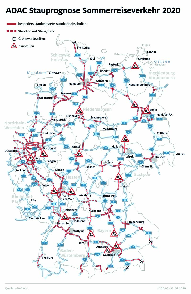 Reiseverkehr nimmt weiter zu - Stauprognose für 24. bis 26. Juli 2020