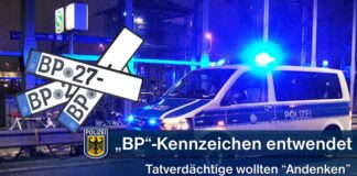 Kfz-Kennzeichen von Streifenfahrzeug entwendet