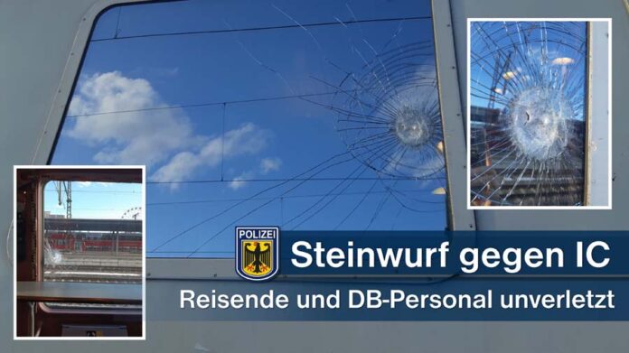IC mit Schotterstein beworfen - Sachschaden und Zugausfall - keine Verletzten IC mit Schotterstein beworfen - Sachschaden und Zugausfall - keine Verletzten