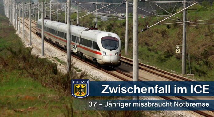 Zwischenfall im ICE - 37-Jähriger missbraucht Notbremse Zwischenfall im ICE - 37-Jähriger missbraucht Notbremse