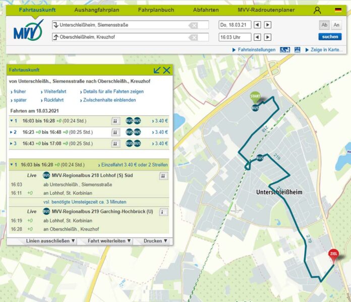 Piktogramme geben Auskunft über die prognostizierte Auslastung im MVV-Regionalbusverkehr