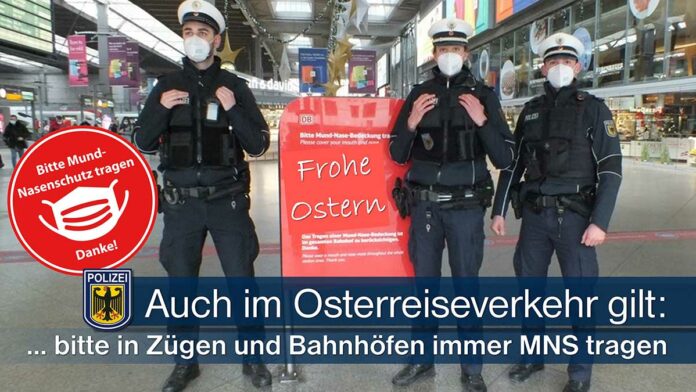 Auch im Osterreise- und Ausflugsverkehr heißt es Mund-Nase-Bedeckung in Zügen und Bahnhöfen tragen