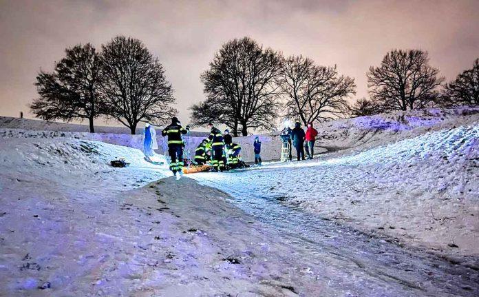 Olympiapark: Schlittenunfall am Berg