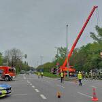 Moosach: Wechsellader umgekippt