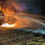 Bauzug in Brand - Ostbahnhof