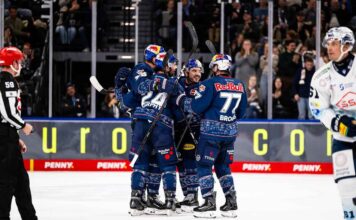 Red Bull München besiegt die Dresdner Eislöwen