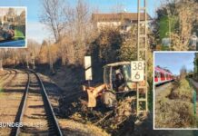 Bagger bremst S-Bahn aus