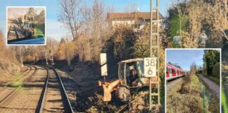 Bagger bremst S-Bahn aus