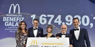 McDonald’s Benefiz Gala setzt starkes Zeichen: 1.674.930,14 Euro an Spenden zugunsten der McDonald’s Kinderhilfe Stiftung