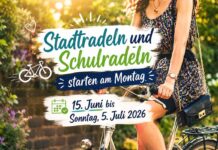 Stadtradeln und Schulradeln starten am Montag 15. Juni bis Sonntag, 5. Juli 2026