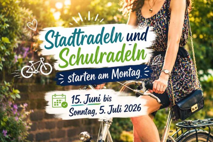 Stadtradeln und Schulradeln starten am Montag 15. Juni bis Sonntag, 5. Juli 2026 Stadtradeln und Schulradeln starten am Montag 15. Juni bis Sonntag, 5. Juli 2026