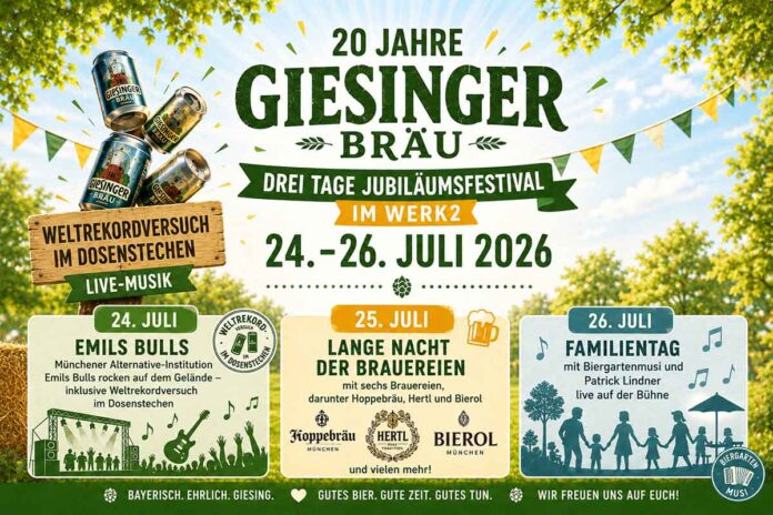 20 Jahre Giesinger Bräu: Drei Tage Jubiläumsfestival im WERK2 vom 24. - 26. Juli 202