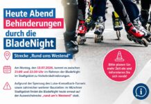 Heute Abend Behinderungen durch die BladeNight Strecke "Rund ums Westend"