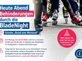Heute Abend Behinderungen durch die BladeNight Strecke "Rund ums Westend"