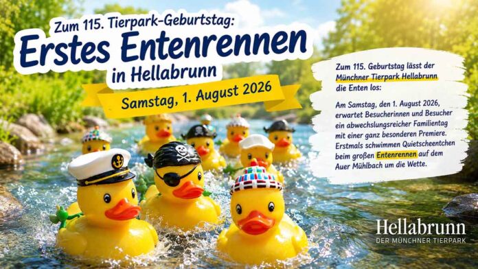 Veranstaltungstipp: Zum 115. Tierpark-Geburtstag: Erstes Entenrennen in Hellabrunn Veranstaltungstipp: Zum 115. Tierpark-Geburtstag: Erstes Entenrennen in Hellabrunn