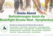 Heute Abend Behinderungen durch die BladeNight Strecke West - Nymphenburg