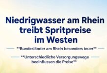 Niedrigwasser am Rhein treibt Spritpreise im Westen Niedrigwasser am Rhein treibt Spritpreise im Westen