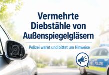 Vermehrte Diebstähle von Außenspiegelgläsern – Polizei warnt und bittet um Hinweise Vermehrte Diebstähle von Außenspiegelgläsern - Polizei warnt und bittet um Hinweise